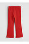Red Hello Kitty Printed Girls' Spanish-Cut Ribbed Leggings - 4