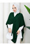 Women's Emerald Green Front Detailed Poncho Cardigan