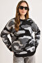 Women's Gray Leopard Pattern Thick Knitwear Sweater Kzk-19001162 - 3