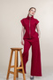 Women's Summer Burgundy Wide Shoulder Printed Lycra Crepe Set Stylish Daily Comfortable 1295 - 3