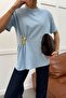 Gold Accessory Detailed Tshirt Blue
