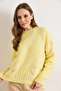 Women's Yellow Stone Detailed Textured Thick Knit Sweater Kzk-19001165 - 4