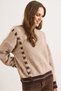 Women's Milk Coffee Knitted Detailed Soft Textured Knitwear Sweater Kzk-19001164 - 4