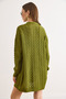 Women's Oil Green Tiny Diamond Openwork Knitwear Cardigan Hrk-19000469 - 6