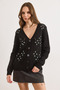 Women's Black Embroidered Short Knit Cardigan Hrk-19000474 - 2