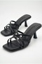 Women's Special Design Black Thin Cross-Strapped Thin Heeled Evening Dress Slippers - 4