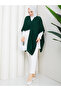 Women's Emerald Green Front Detailed Poncho Cardigan - 4