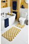 Chess Checkerboard Patterned Latex Non-Slip Base Machine Washable 2-Piece Bohemian Bath Mat 60X100 60X50 - 2