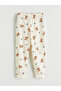 Ecru Crew Neck Printed Girls' Pajama Set - 6