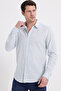Men's Slim Fit Slim Fit Long Sleeve 100% Cotton Linen Texture Striped Shirt - 4