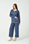 Hatunatila Crochet Knitted Knitwear Double Set with Pockets 3052 Navy Blue - 6