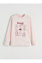 Pink Printed Crew Neck Girls' Pajama Set - 2