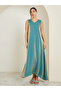 Green Embellished Kimono and Maxi Dress Modest Set - 6