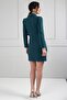 Women's Double Breasted Shawl Collar Long Sleeve Button Detailed Short Dress - 4