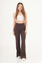 High Waist Bell-Bottom Slit Coffee-Colored Trousers - 4