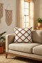 Modern Geometric Punch Embroidered Decorative Throw Pillow Cover 42X42 cm Cotton Panama Linen