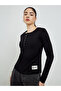 Black Ribbed Henley Long Sleeve T-Shirt