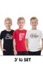 3-Piece Crew Neck Printed Detail Short Sleeve Boys T-Shirt