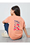 Girls Peach Cherry Graphic Cotton T-Shirt