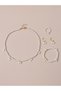 Set of 4 - Bow Pendant Faux Pearl Necklace, Bracelet, Earrings and Ring - 5