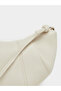 White Plain Shoulder Bag with Zip Closure - 3