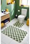 Chess Checkerboard Patterned Latex Non-Slip Base Machine Washable 2-Piece Bohemian Bath Mat 60X100 60X50 - 2