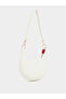 White Half Moon Shoulder Bag with Detachable Strap