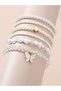 Set of 6 - Butterfly Pendant Faux Pearl Bracelets
