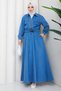 Elastic Waist Zippered Jeans Suit Hm2875 Blue - 4