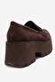 Santia Brown Suede Women's Thick-Soled Loafer Shoes - 5