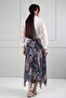 Women's Elastic Waist Lined Shawl Patterned Crinkled Triangle Midi Skirt - 4