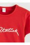 Red Crew Neck Ataturk Printed Girls' T-Shirt (S6) - 2