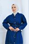 Women's Buttoned Belt Detailed Denim Dress - 3