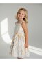 Girl's Patterned Strappy Linen Dress - 4