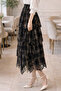 Layered Flocked Skirt A60691 Black - 2