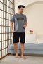100% Cotton Short-Sleeve Pocketed Men's Shorts Pajama Set 2015 - 2
