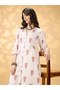 V Neck Animal Print Button Detail Straight Fusion Kurta - 5