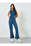 Blue Fitted Ribbed Tank with Badge Detail - 2