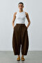 Canvas Balloon Pants Brown