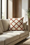 Modern Geometric Punch Embroidered Decorative Throw Pillow Cover 42X42 cm Cotton Panama Linen - 2