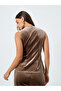 Women Brown Velour Sleeveless Waistcoat - 5