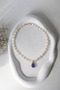Handmade Necklace Designed with Real Sapphire Natural Gemstone Pendant and Realfreshwater Pearl Elegance - 3