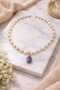 Handmade Necklace Designed with Real Sapphire Natural Gemstone Pendant and Realfreshwater Pearl Elegance - 5
