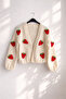 Hüma Natura Cream Color Strawberry Motif Cardigan - 2