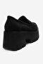 Santia Black Suede Women's Thick-Soled Loafer Shoes - 5
