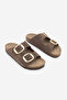 Women's Genuine Leather Daily Slippers Double Strap Slippers Eva Sole Poly Brown Suede - 5