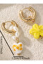 Heart-Shaped Flower Detail Hoop Earrings - 5