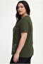 Women's Plus Size Butterfly Stone Printed Khaki Blouse - 4