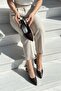 Aylov Brown Wrinkled Patent Leather (4 cm Heel Length) Pointed Toe Heeled Ballerina Shoes - 6