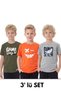 3-Piece Crew Neck Printed Detail Short Sleeve Boys T-Shirt